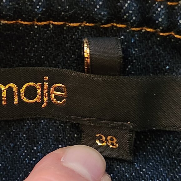 Maje Button-Front Denim Mini Skirt, French Girl Style, Dark Wash, Sz FR 38/US 6 - Picture 7 of 13